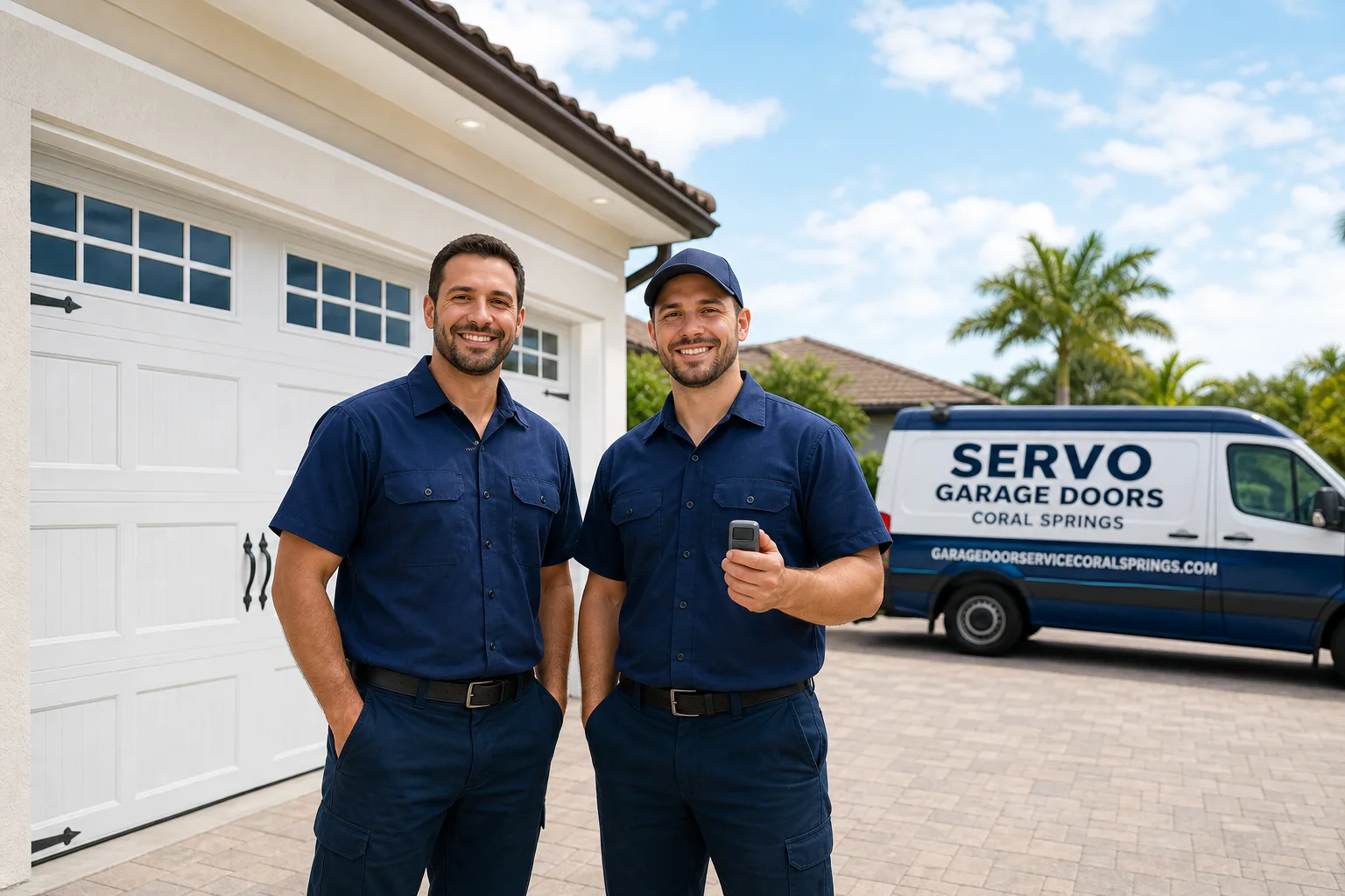 Servo Garage Doors Coral Springs garage door service vehicle and crew in Coral Springs, FL